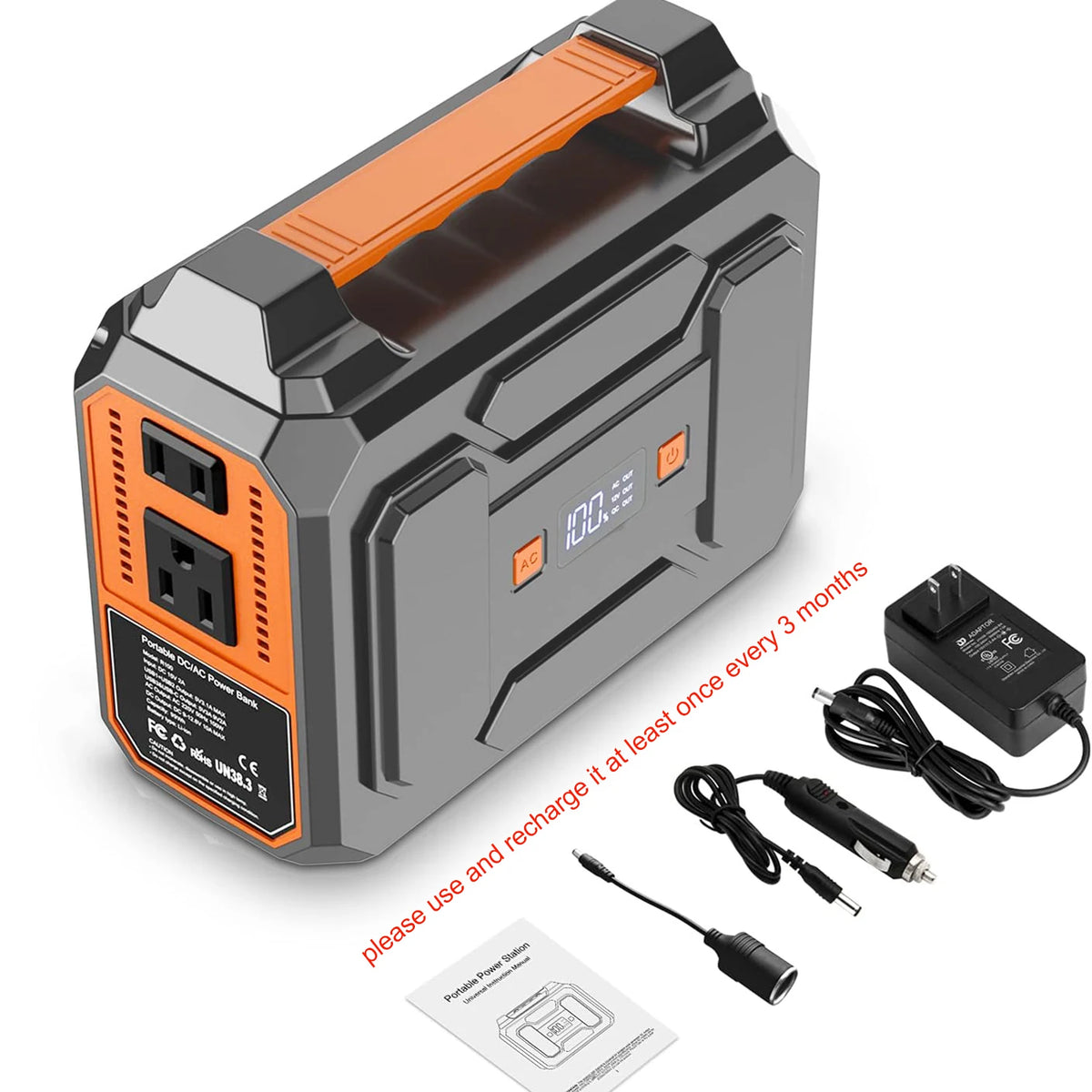 Portable Power Station Solar Generator With AC USB Outputs