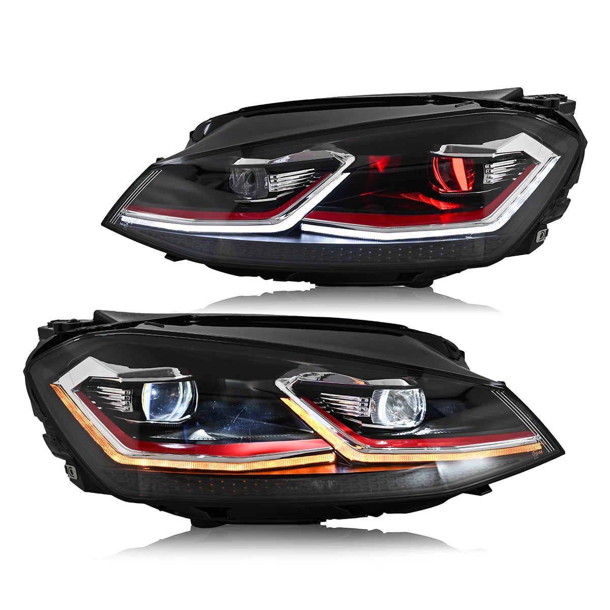 LED Headlamp Assemblies with Projector Compatible with the 2015-2017、2018–2021 Golf MK7/7.5 HeadLight