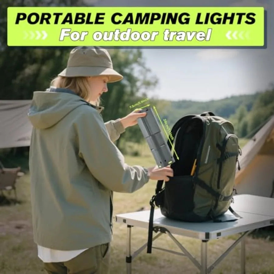 Portable Camping Light, 14000mAh Telescopic Camping Lantern with Rechargeable Power Supply, Dimmable Magnetic Tent Lamps 6000 L