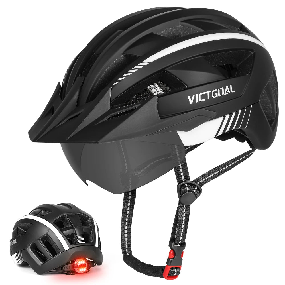 VICTGOAL MTB Helmet With Goggles And Rear Light