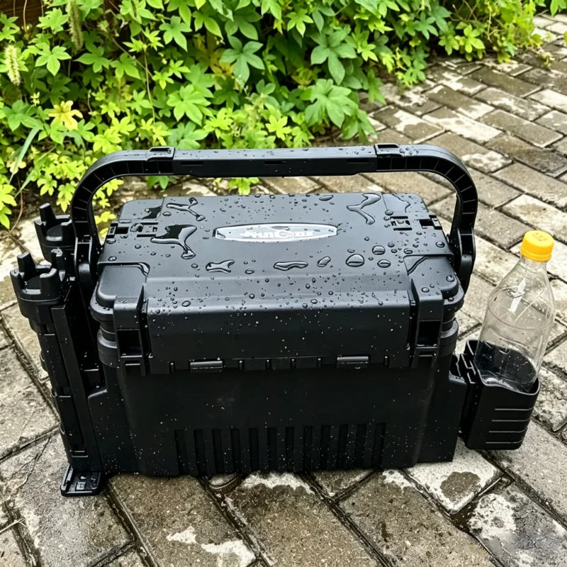 Portable Fishing Tackle Box With Rod Holders