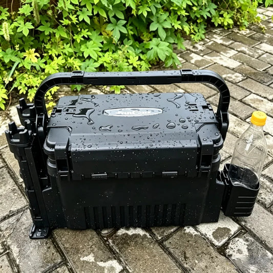 Portable Fishing Tackle Box With Rod Holders