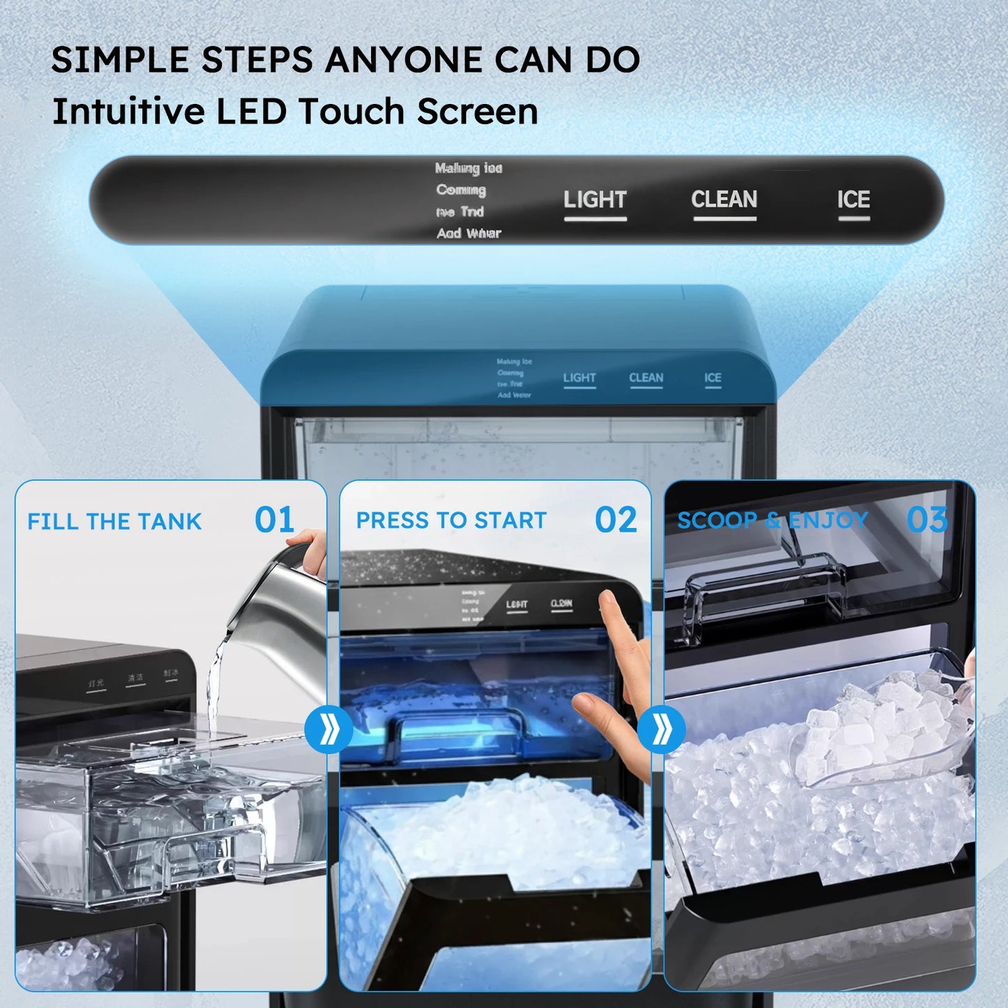 Shicuo 44Lbs Nugget Ice Maker Countertop