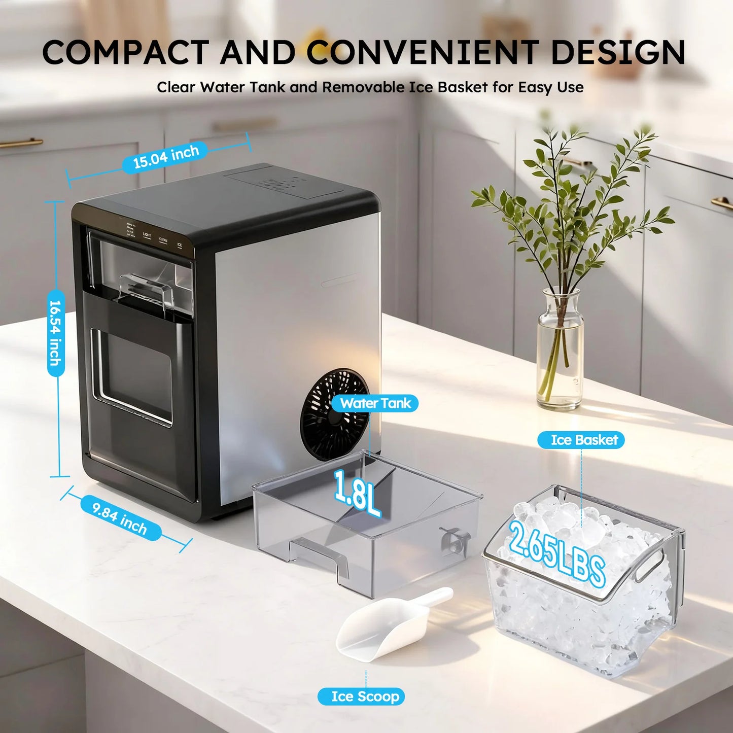 Shicuo 44Lbs Nugget Ice Maker Countertop