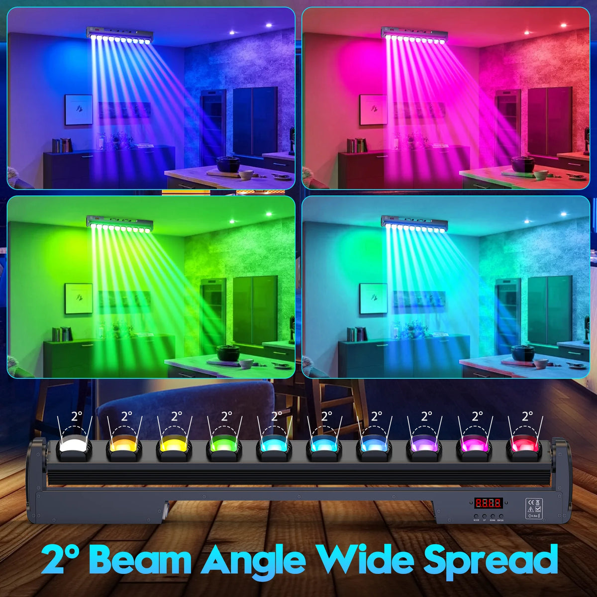 Fieryzeal 2PCS 250W Swing Dot Beam Wall Washer Light DMX512 25x10W RGBW 4IN1 LED Stage Light Wall Wash Bar for DJ Disco Club