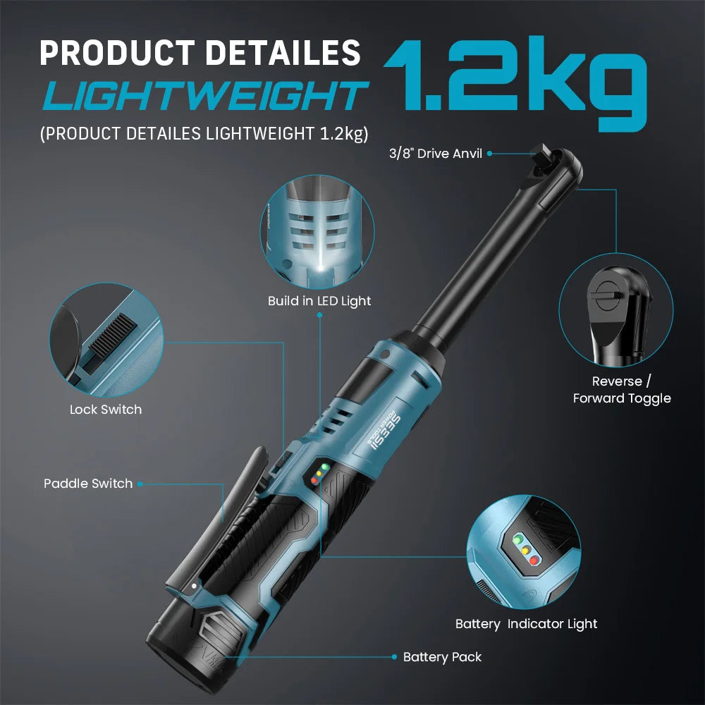 Seesii Cordless Extended Electric Ratchet Wrench