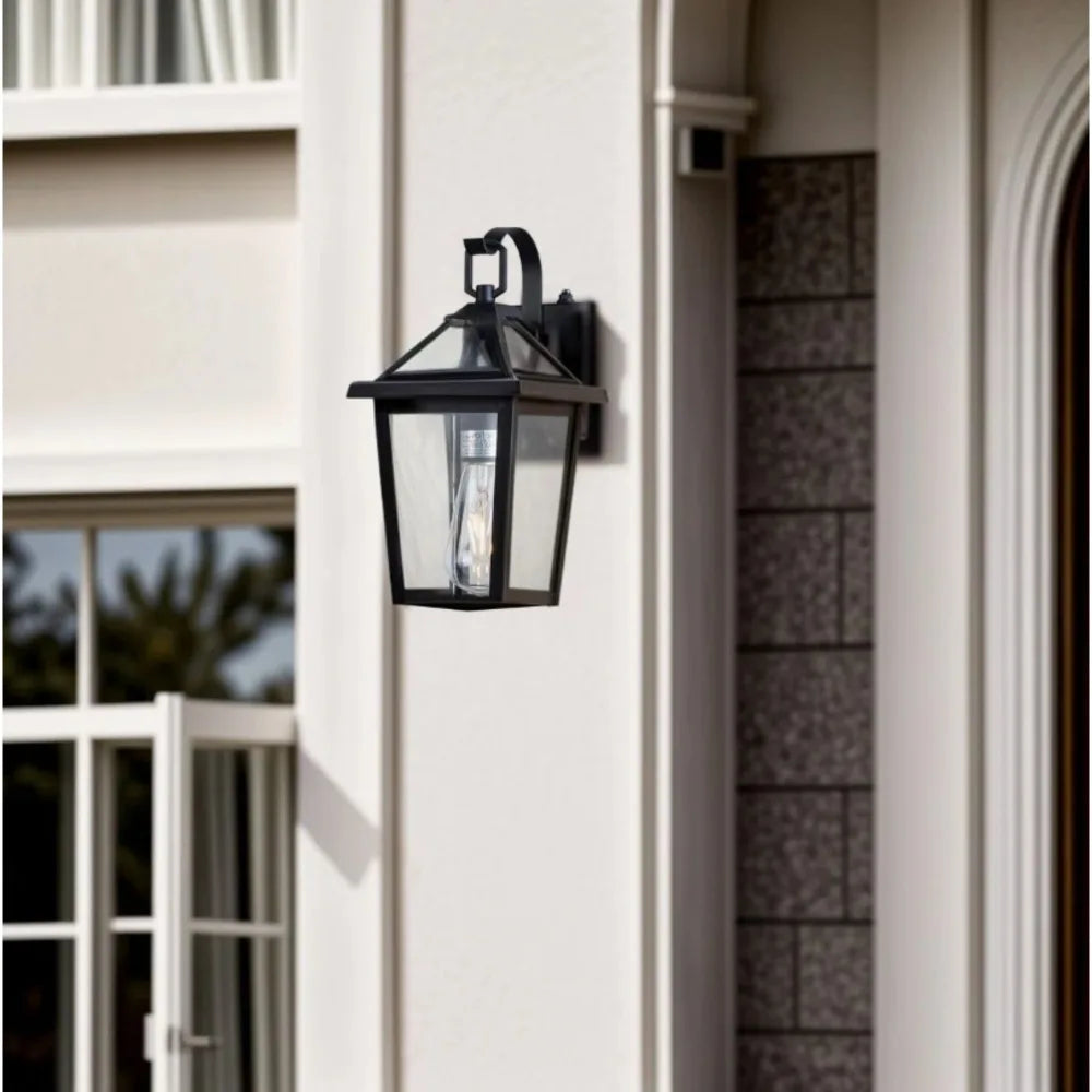 13" Dusk to Dawn Outdoor Wall Lights, Modern Waterproof Exterior Lighting Fixture, Black Anti-Rust Outdoor Lantern Light Wall Mount for Porch, Garage, Entryway, Patio(not included bulbs)