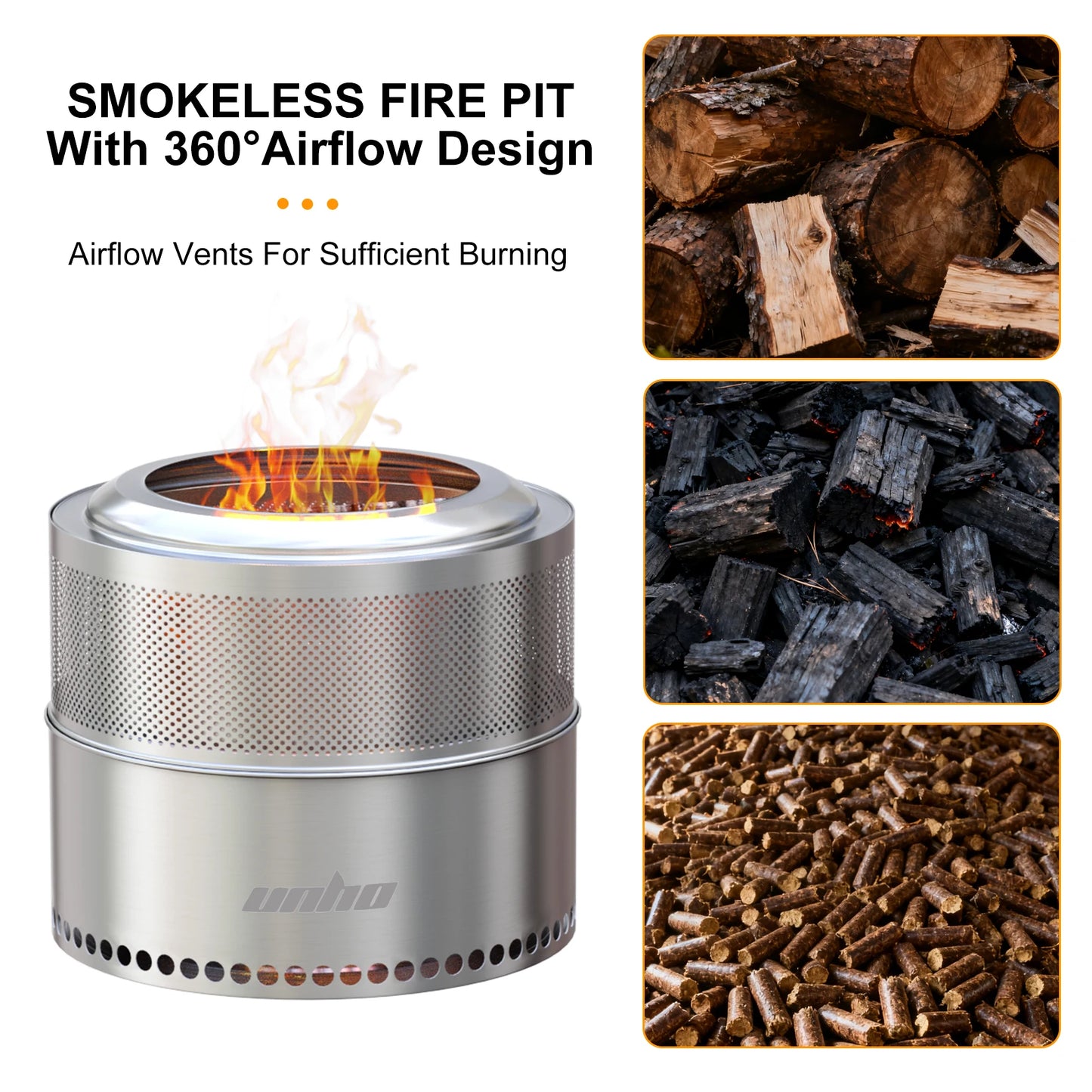 Portable Stainless Steel Smokeless Outdoor Wood Fire Pit