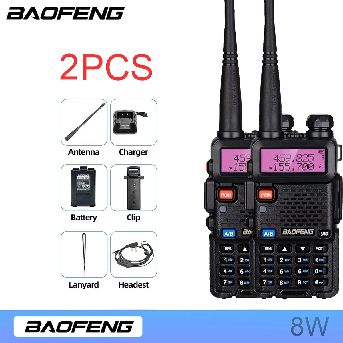 BAOFENG Dual Band Long Range Walkie Talkie