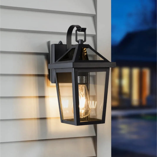 13" Dusk to Dawn Outdoor Wall Lights, Modern Waterproof Exterior Lighting Fixture, Black Anti-Rust Outdoor Lantern Light Wall Mount for Porch, Garage, Entryway, Patio(not included bulbs)