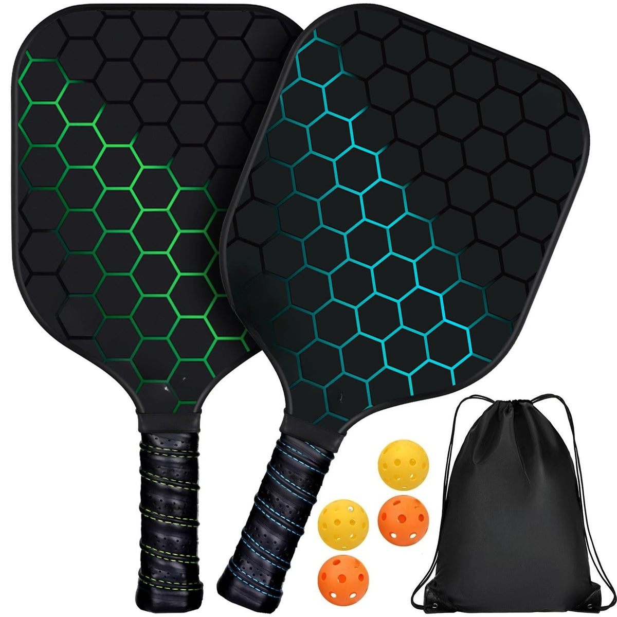 2 Pack 4 Pack USAPA Approved Fiberglass Pickleball Paddles Set Lightweight Rackets With Indoor Outdoor Pickleball Balls Carry Bag And Replacement Overgrips For Beginners Intermediate Players Family Recreational Indoor Outdoor