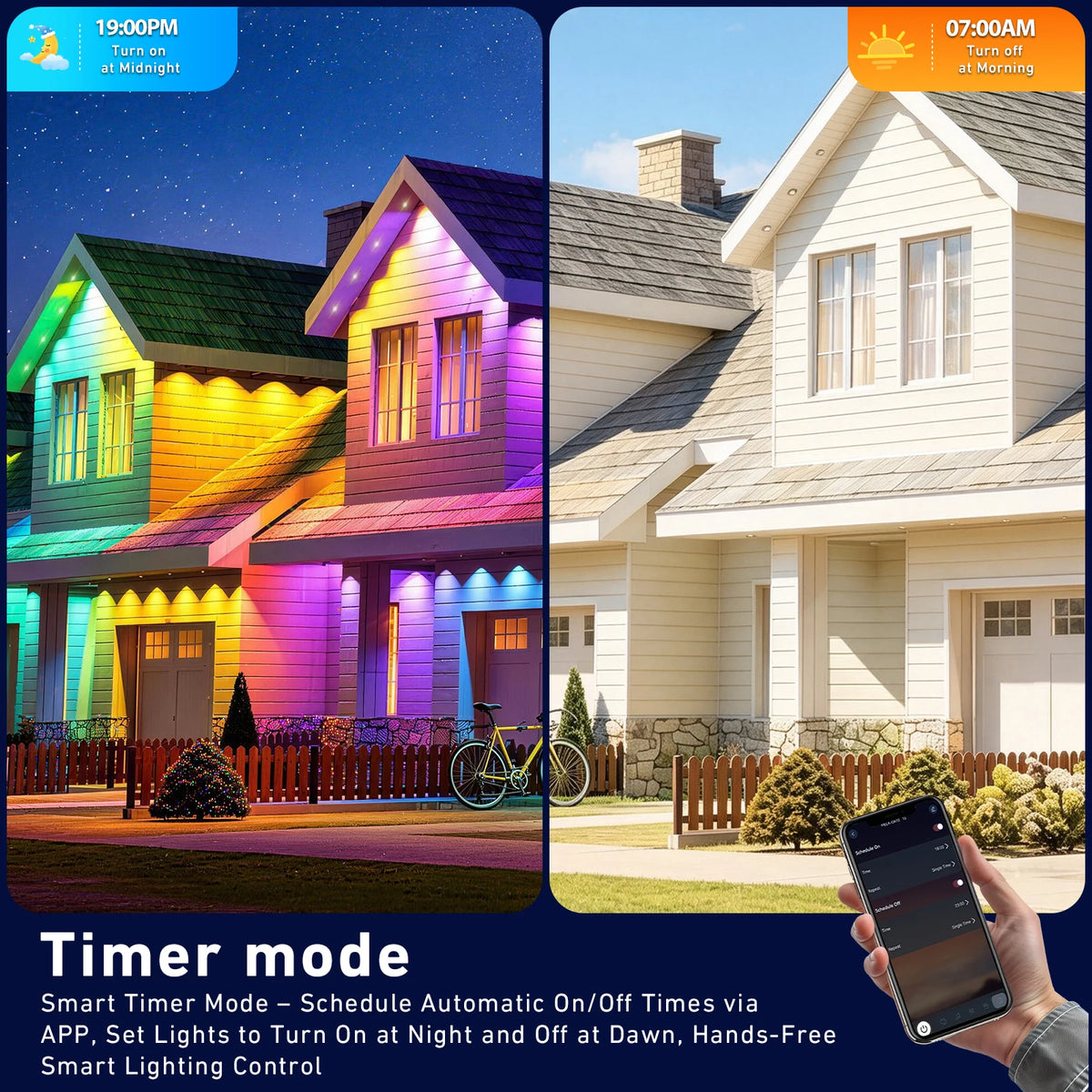 600FT Permanent Outdoor String Lights RGB+IC,IP67 Waterproof Eaves Lights, App & Remote Control, Music Sync, MyDIY Timer, Easy Install for Patio, Roofline, Garden, Deck, Fence Holiday Decor