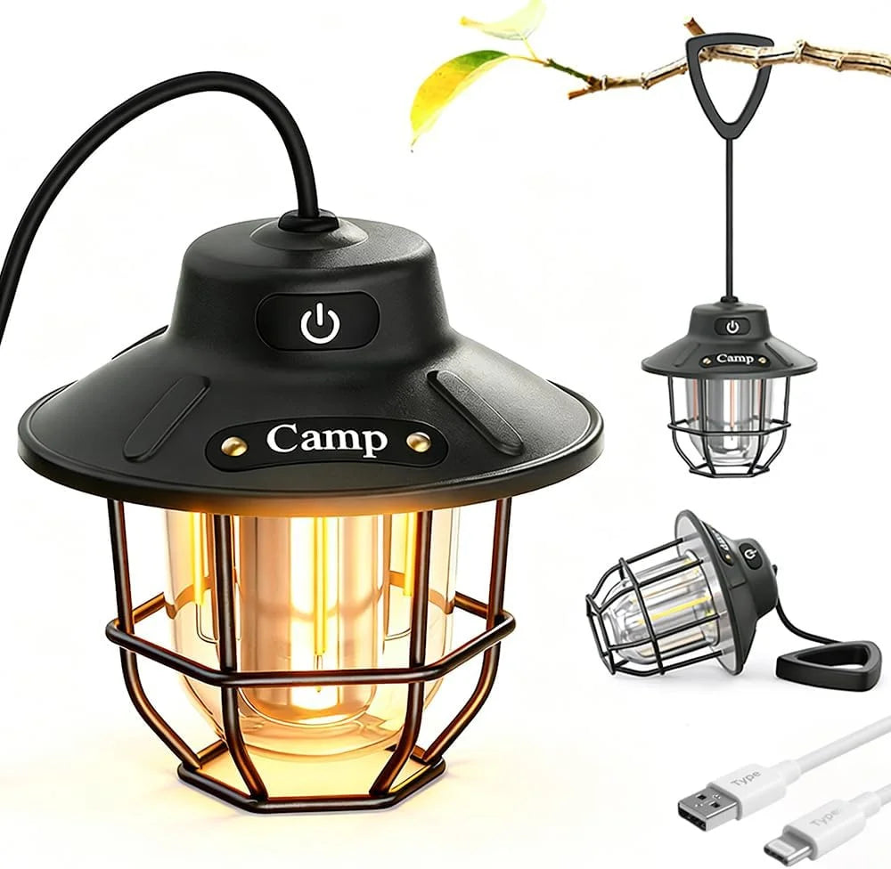 2026 New 1200 Lumens Camping Lantern, Rechargeable LED Tent Light with 4 Light Modes, USB Portable Outdoor Flashlight for
