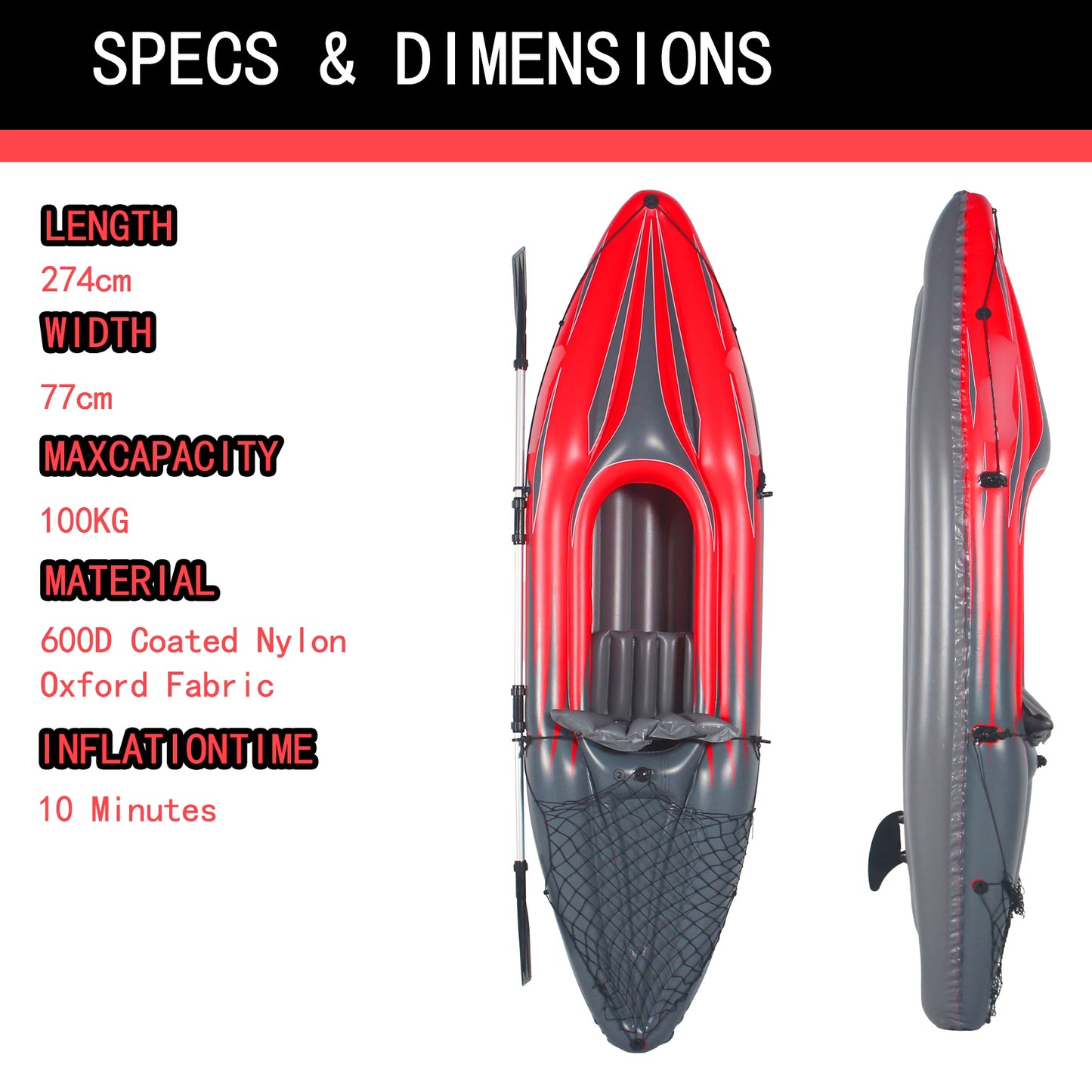 HHSJZWCY Inflatable Fishing Kayak With Paddles Bag