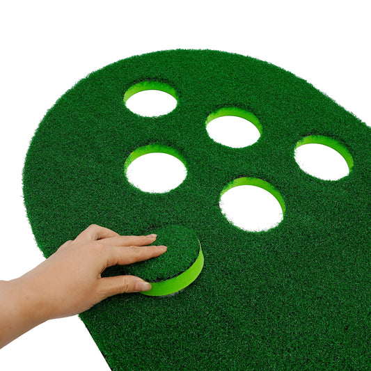 Mini Golf Course 118x19in, Putter Golf Pong Mat with 12 Holes, 2 Adjustable Clubs & 2 Balls for Family Fun