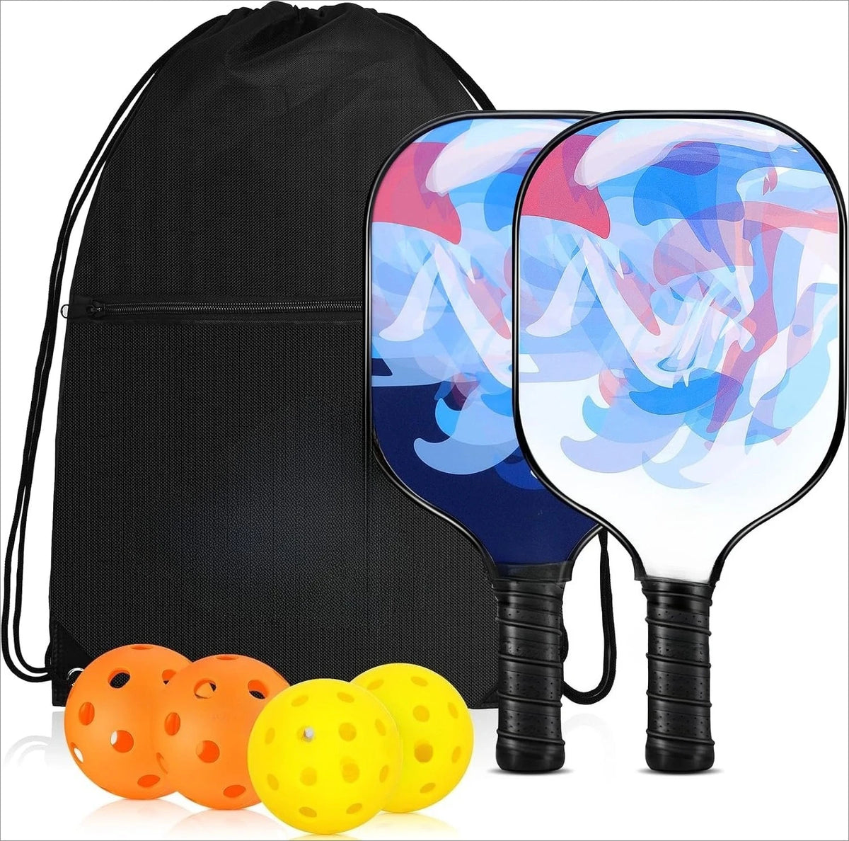 2 Pack 4 Pack USAPA Approved Fiberglass Pickleball Paddles Set With Polypropylene Honeycomb Core Lightweight Rackets Equipped With Pickleball Balls And Storage Carry Bag For Beginners Men Women Indoor Outdoor Court Training R