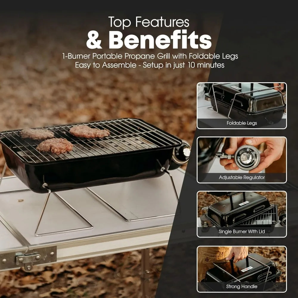 Nbvcx Portable Propane Burner Grill With Foldable Legs