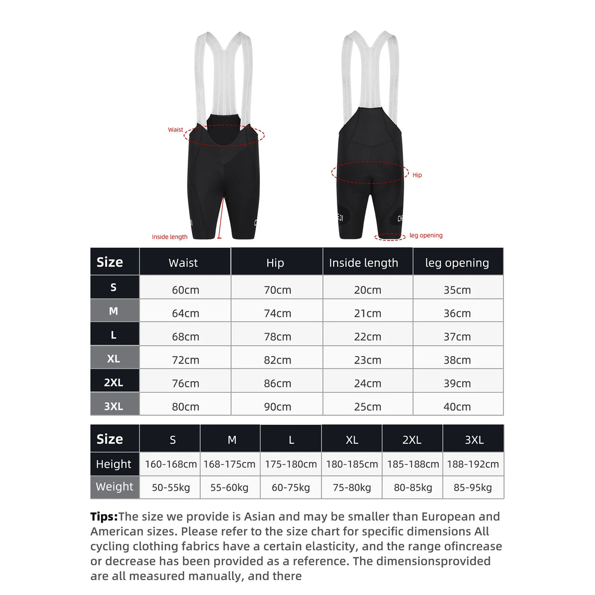 CHEJI Mens Performance Cycling Bib Shorts
