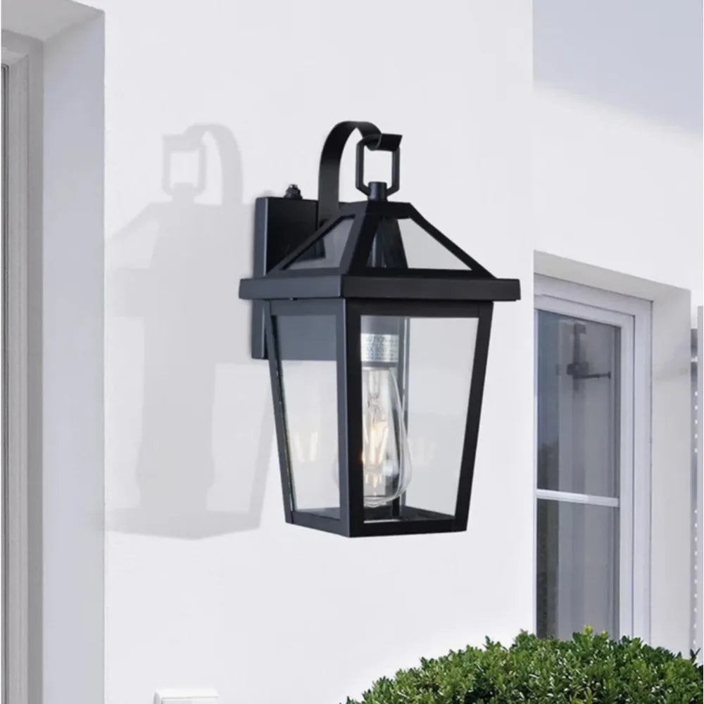 13" Dusk to Dawn Outdoor Wall Lights, Modern Waterproof Exterior Lighting Fixture, Black Anti-Rust Outdoor Lantern Light Wall Mount for Porch, Garage, Entryway, Patio(not included bulbs)