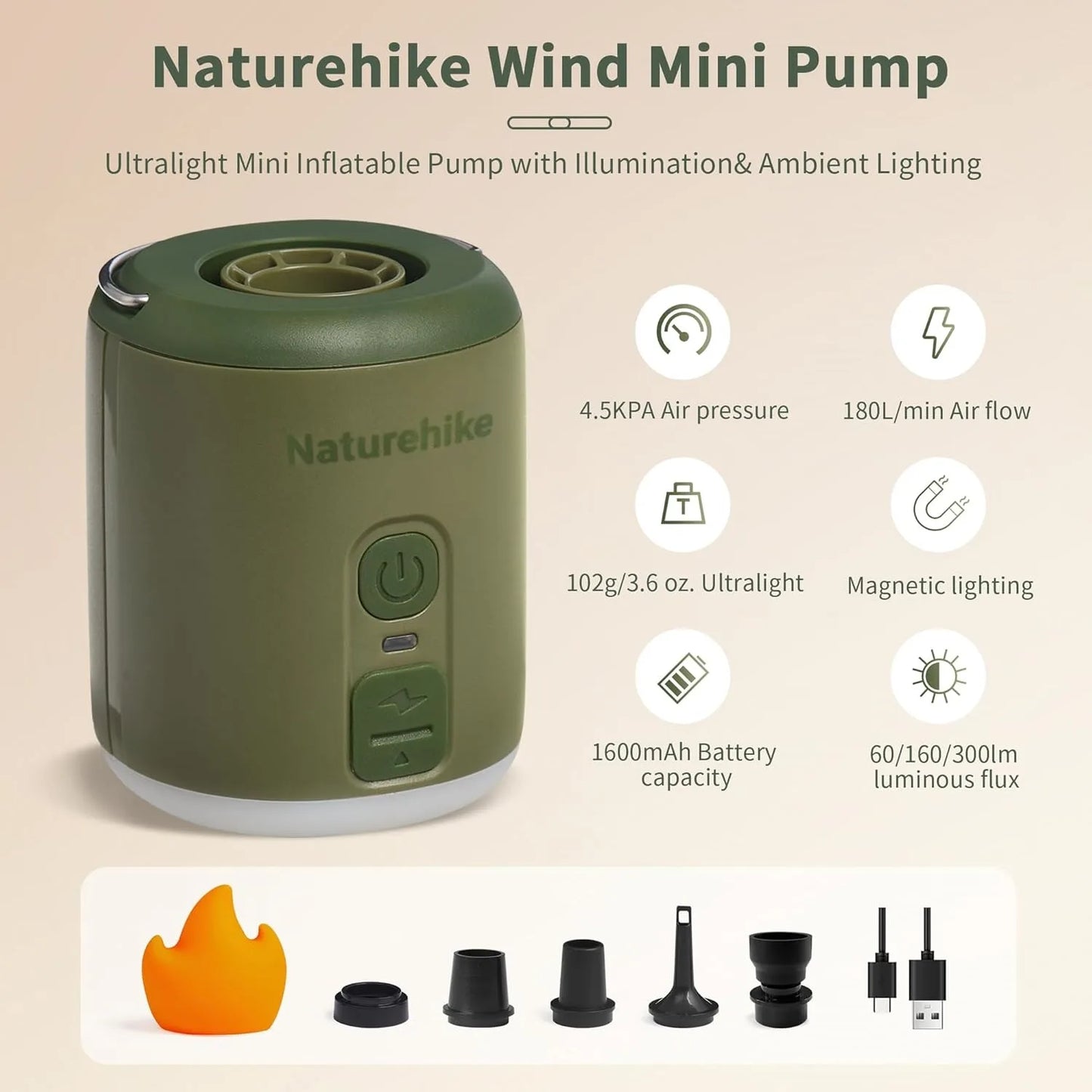 Naturehike Mini Portable Electric Air Pump For Camping