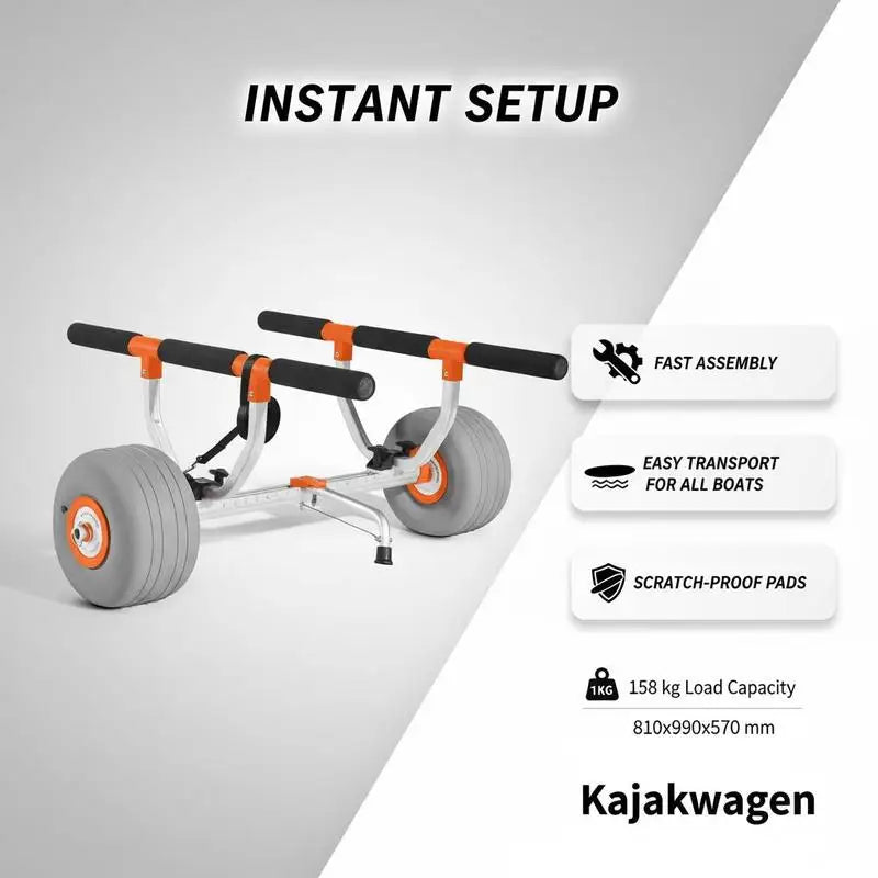Portable Aluminum Kayak Canoe Cart With Inflatable Tires