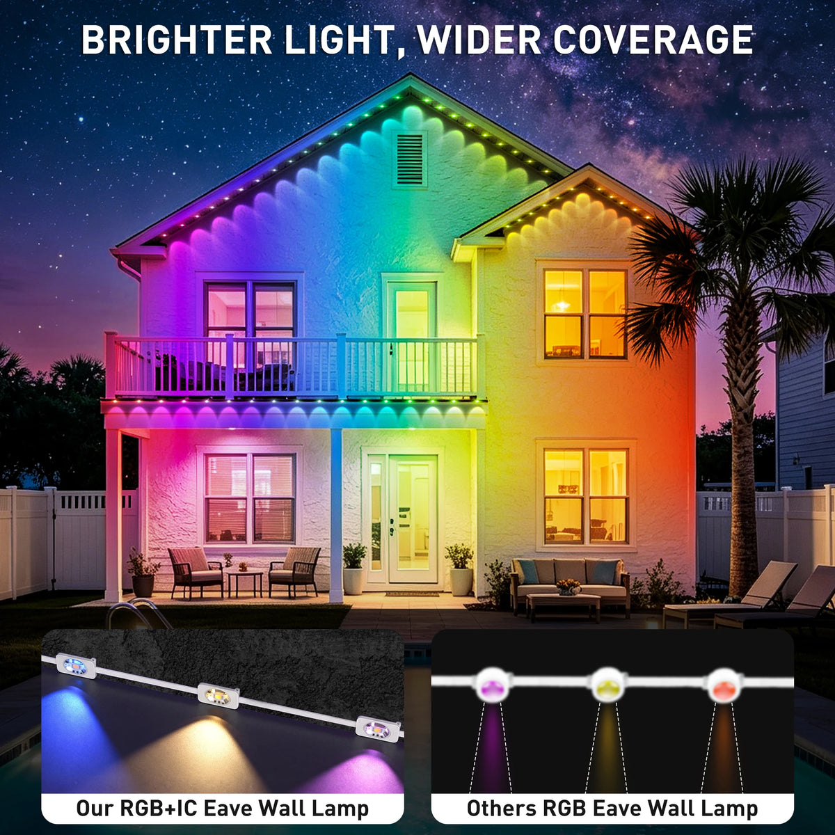 100FT Permanent Outdoor Lights Rgbic, Outdoor Christmas Lights, Smart RGBIC App Control with 60 LEDs, LED Eaves Lights IP67 Waterproof, House Roof Outdoor Lighting for Party, Daily, Halloween, Garden