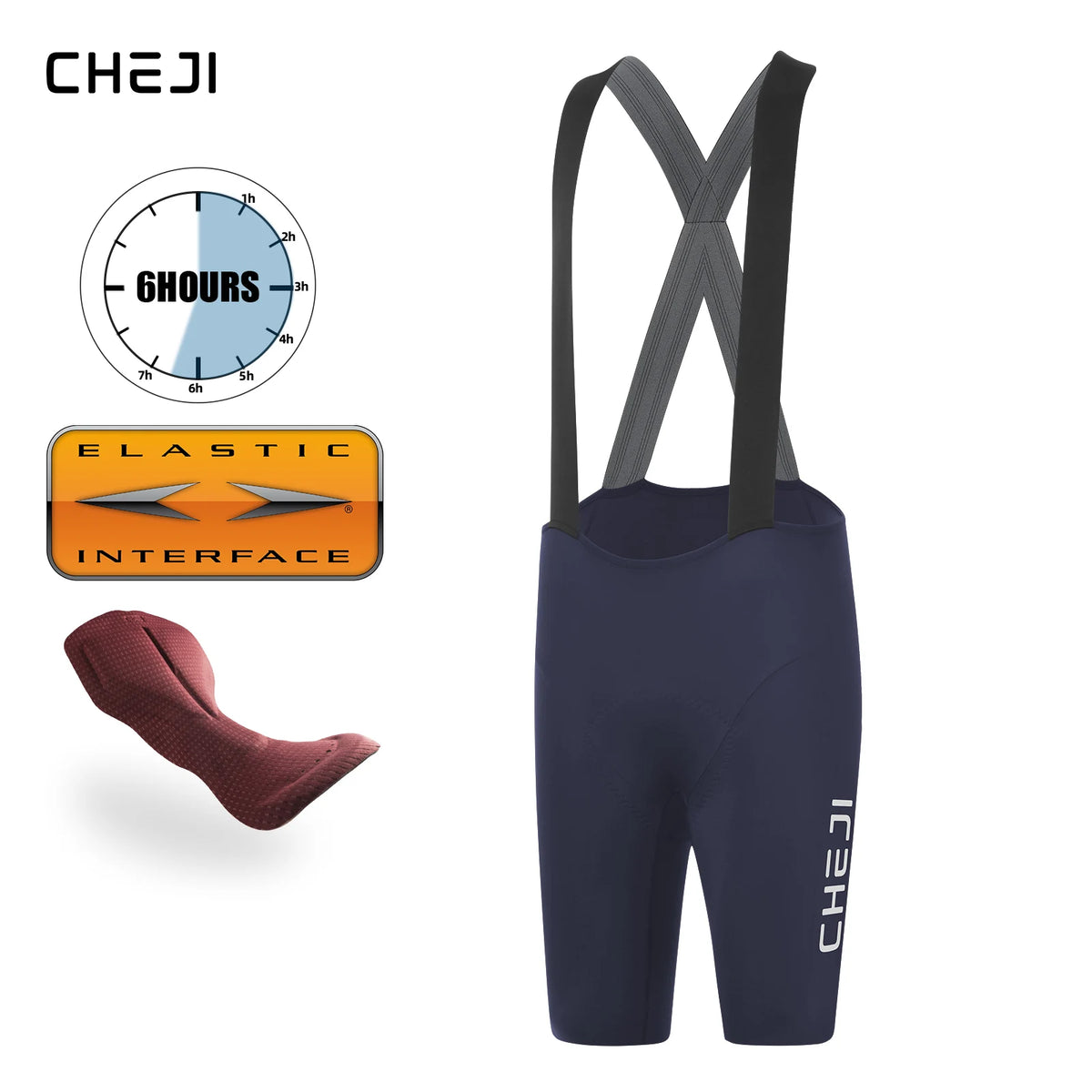 Cheji Men's Breathable Quick Dry Cycling Bib Shorts
