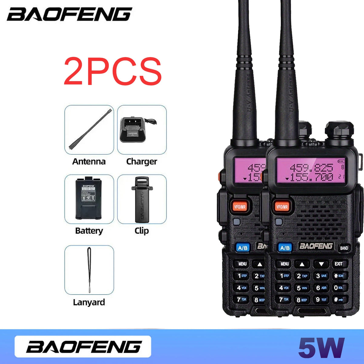 BAOFENG Dual Band Long Range Walkie Talkie