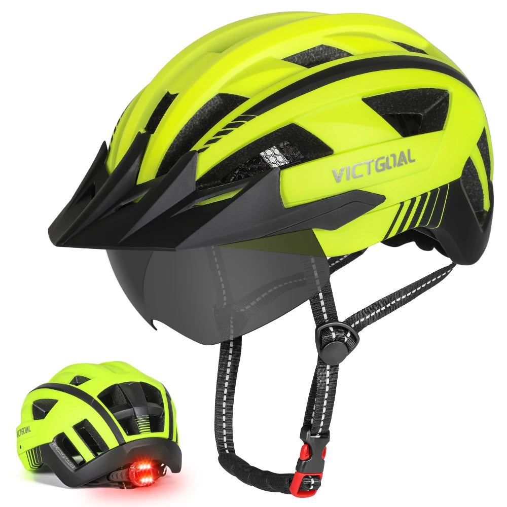 VICTGOAL MTB Helmet With Goggles And Rear Light