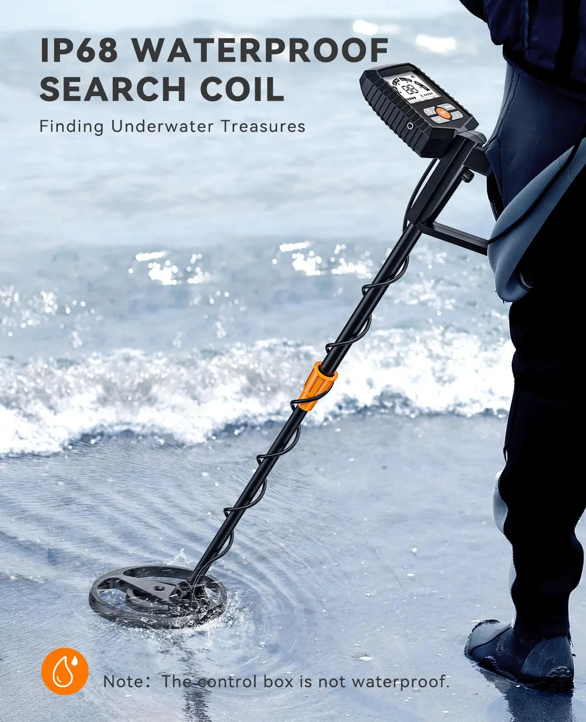 SUNPOW Professional Metal Detector for Adults,8" IP68 Waterproof Coil,4 Modes LCD,Lightweight Pinpoint Gold Detector,Outdoor Treasure Hunting Coin Relic Finder