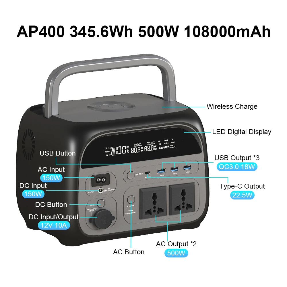 Ctolity 345Wh LiFePO4 Portable Power Station