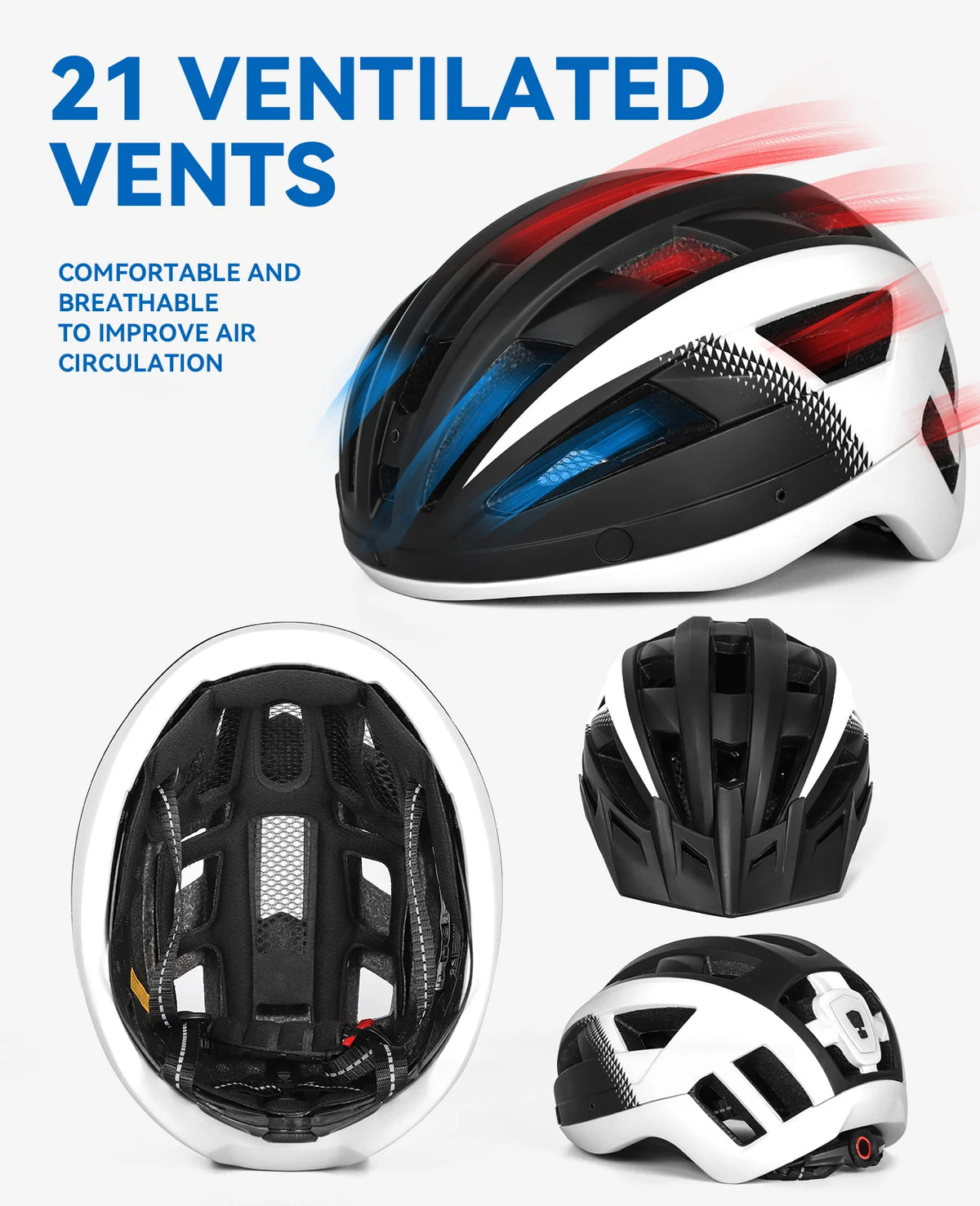 FUNWICT Cycling Helmet With Goggles And Rear Light