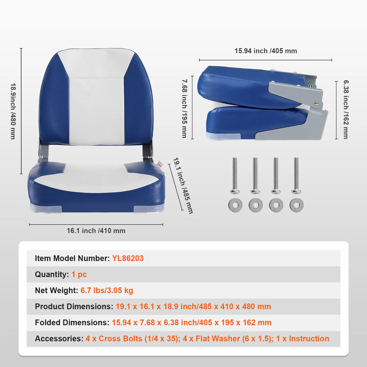 SucceBuy Folding Boat Seat With Thick Comfort Cushion