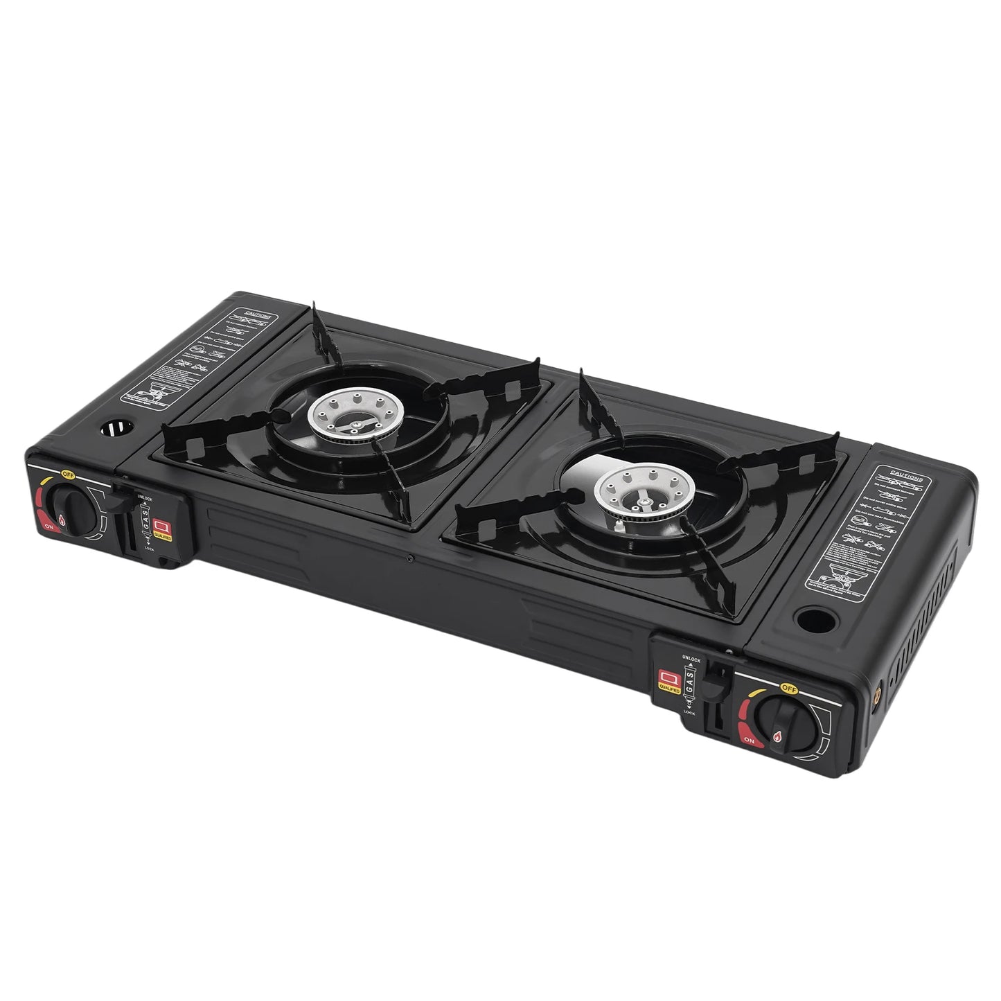 Dual Burner Portable Gas Stove With Piezo Ignition