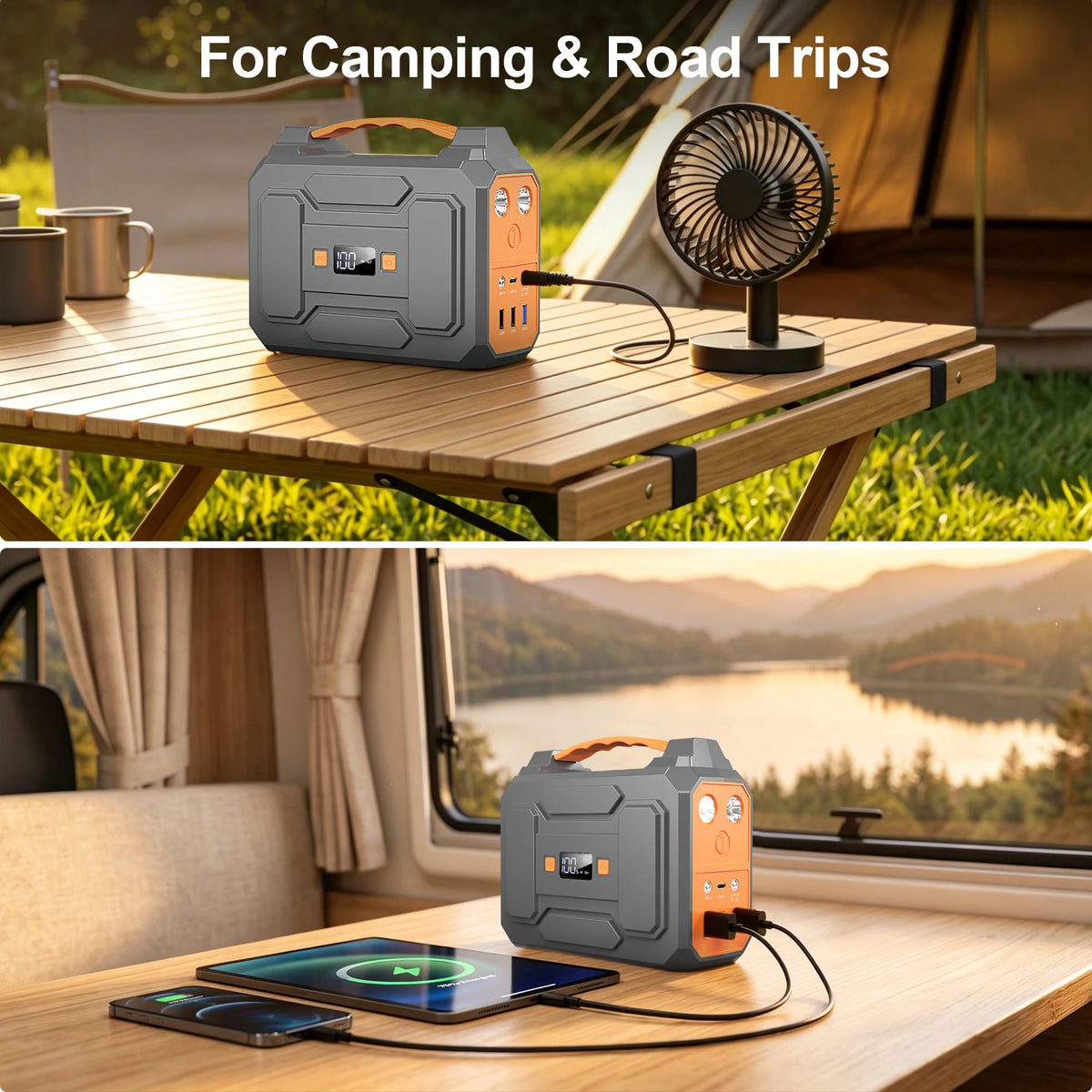 Portable Power Station Solar Generator With AC USB Outputs