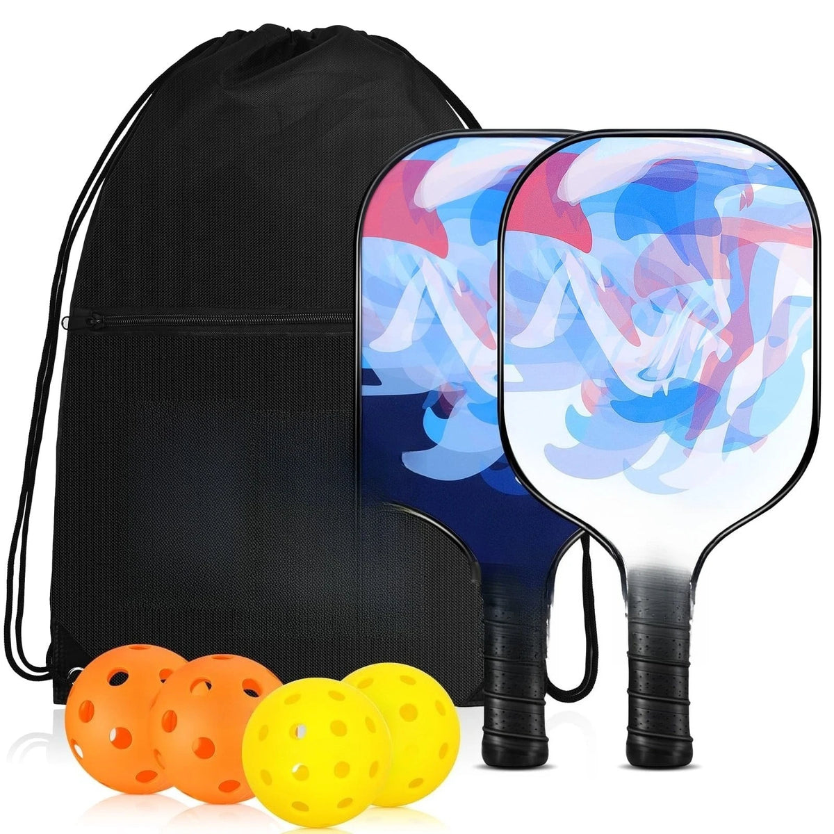 2 Pack 4 Pack USAPA Approved Fiberglass Pickleball Paddles Set With Polypropylene Honeycomb Core Lightweight Rackets Equipped With Pickleball Balls And Storage Carry Bag For Beginners Men Women Indoor Outdoor Court Training R