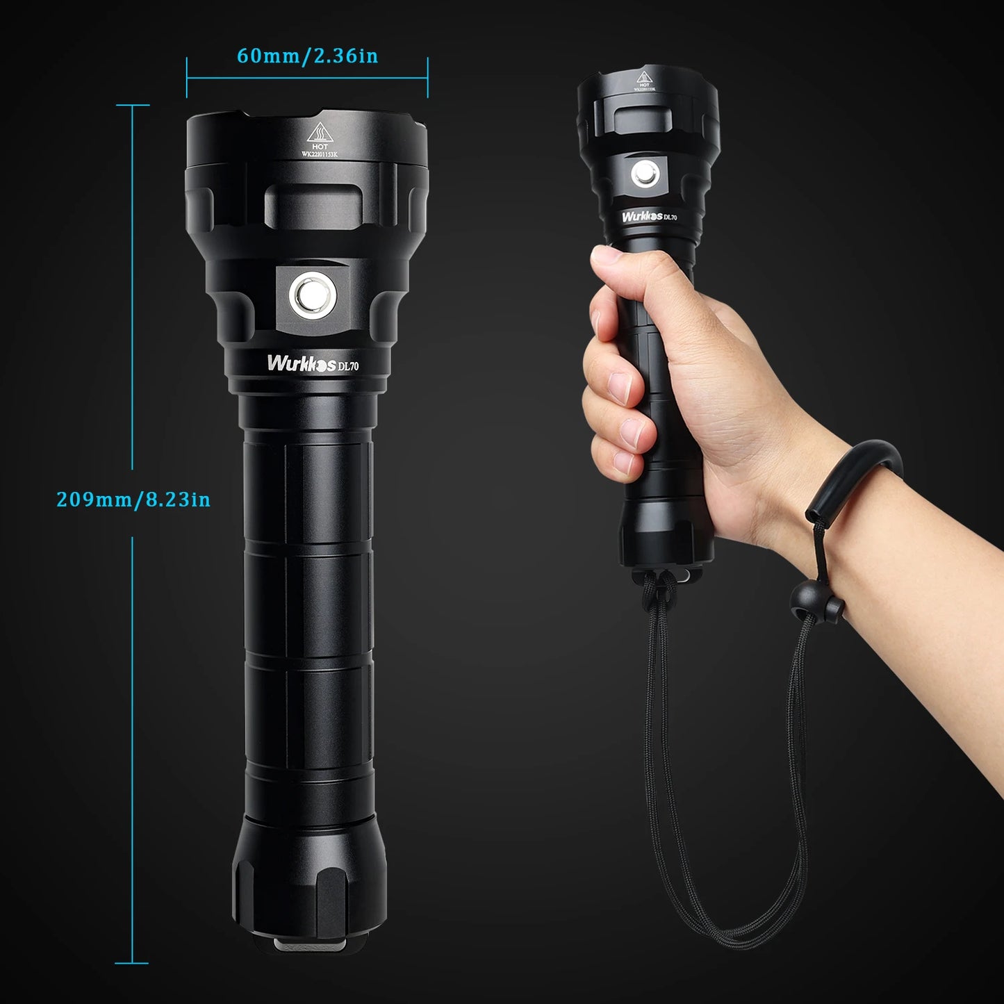 Wurkkos DL70 Rechargeable Underwater Diving Flashlight