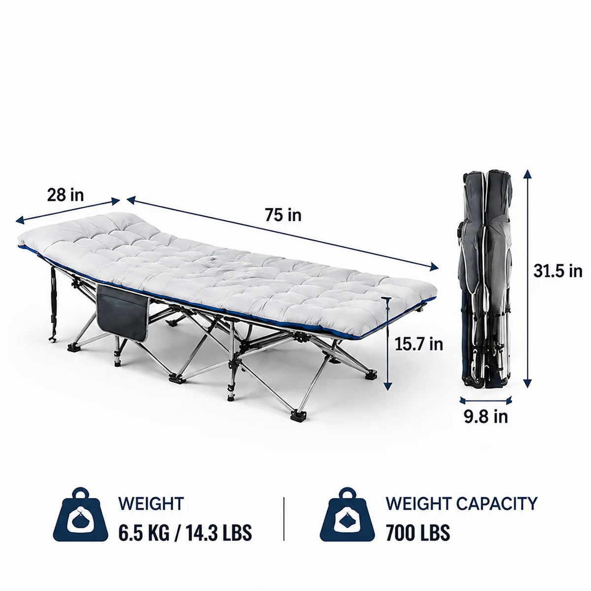 Portable Folding Camping Cot With Padded Mattress