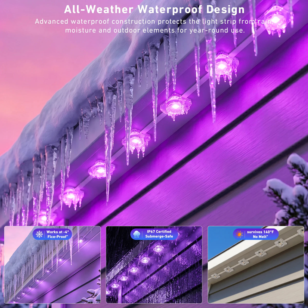 600FT Permanent Outdoor String Lights RGB+IC,IP67 Waterproof Eaves Lights, App & Remote Control, Music Sync, MyDIY Timer, Easy Install for Patio, Roofline, Garden, Deck, Fence Holiday Decor