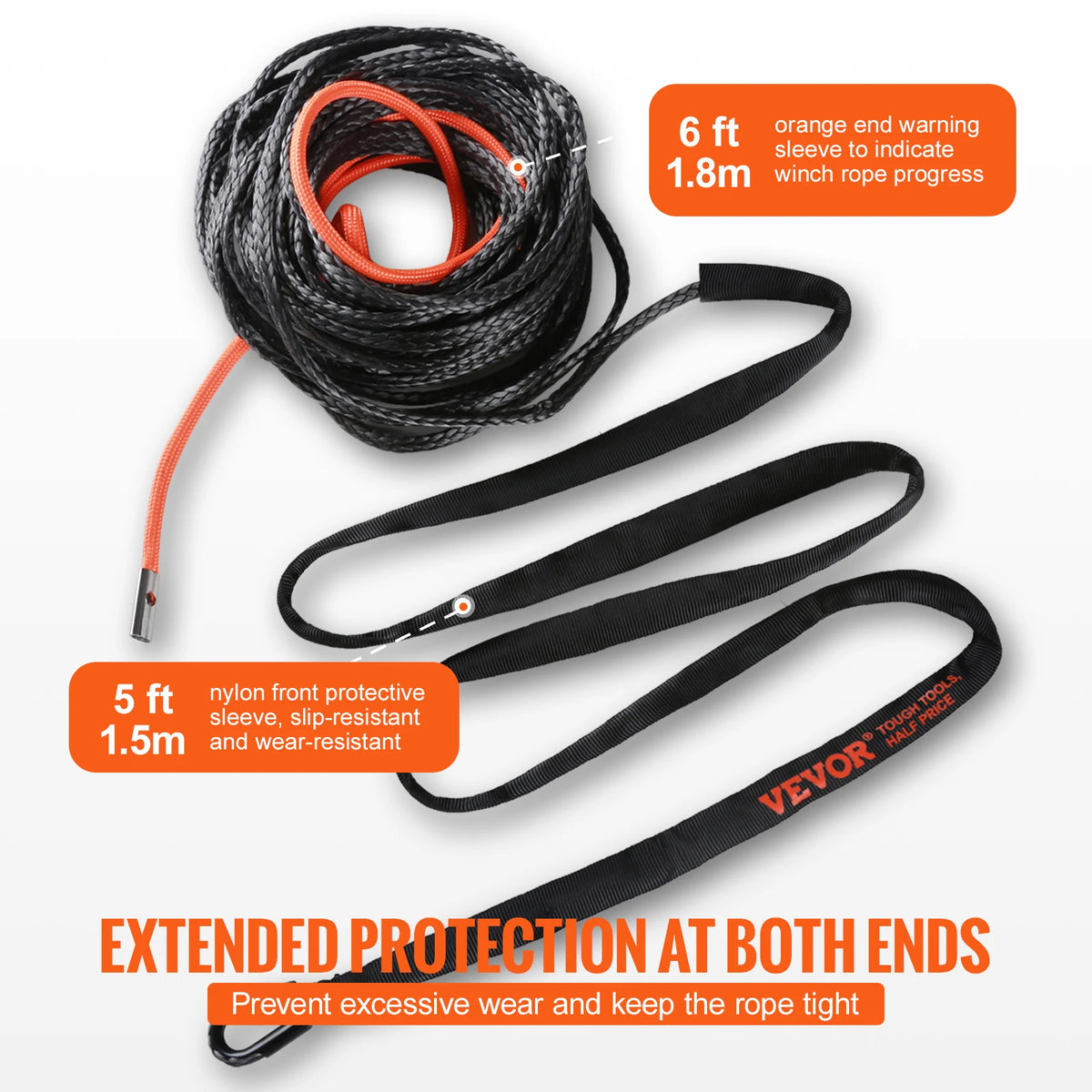 SucceBuy Synthetic Winch Rope With Steel Hook