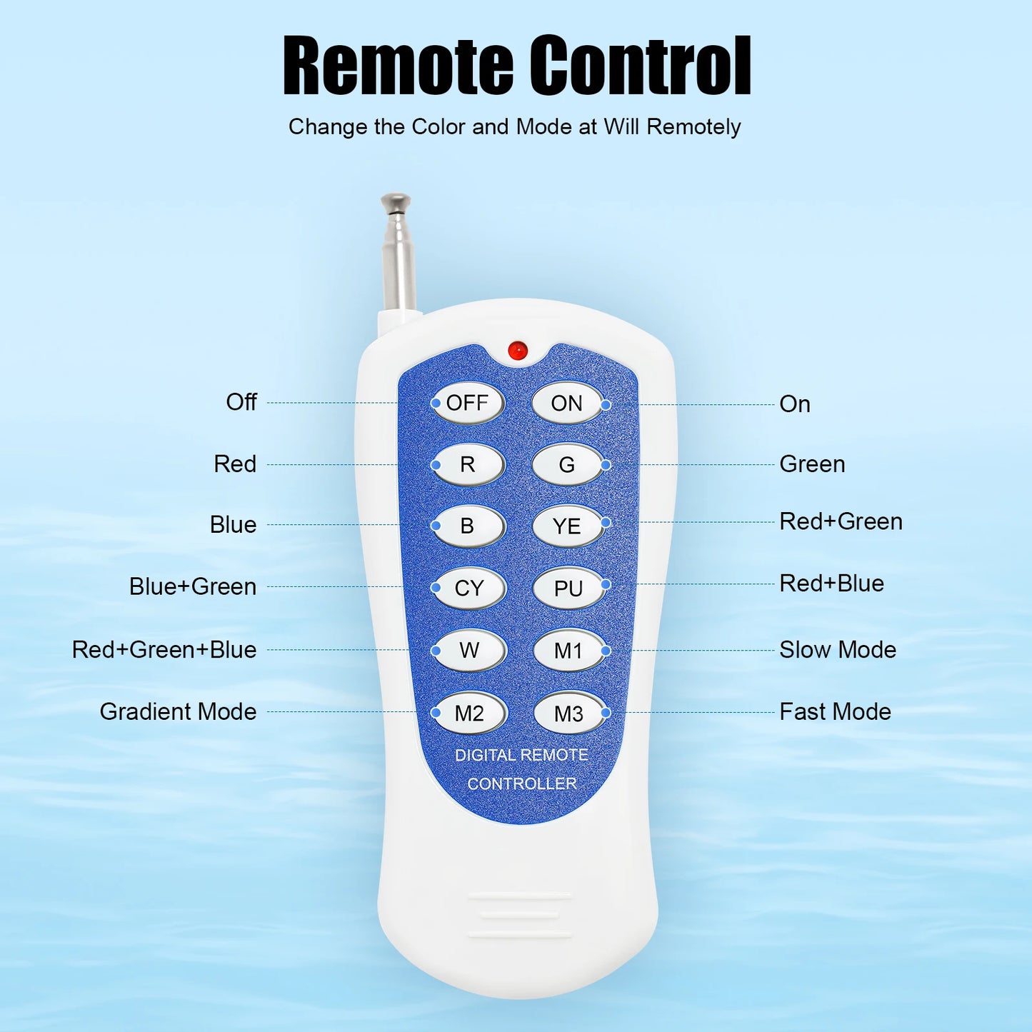36W IP68 Waterproof 7-Color LED Swimming Pool Light With Remote Control