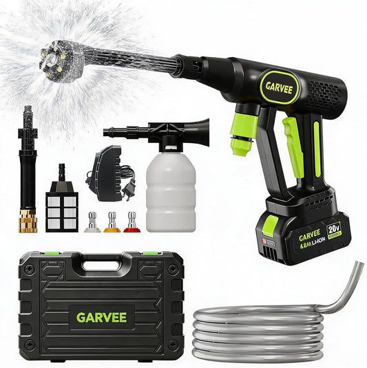 Cordless Pressure Washer, 320 PSI 20V Brushless Battery Powered Portable Handheld Washer, 6-in-1 Nozzle & Foam Cannon, 26ft Hose,Rechargeable Compact Power Washer for Car, Patio, Fence Wall Clean