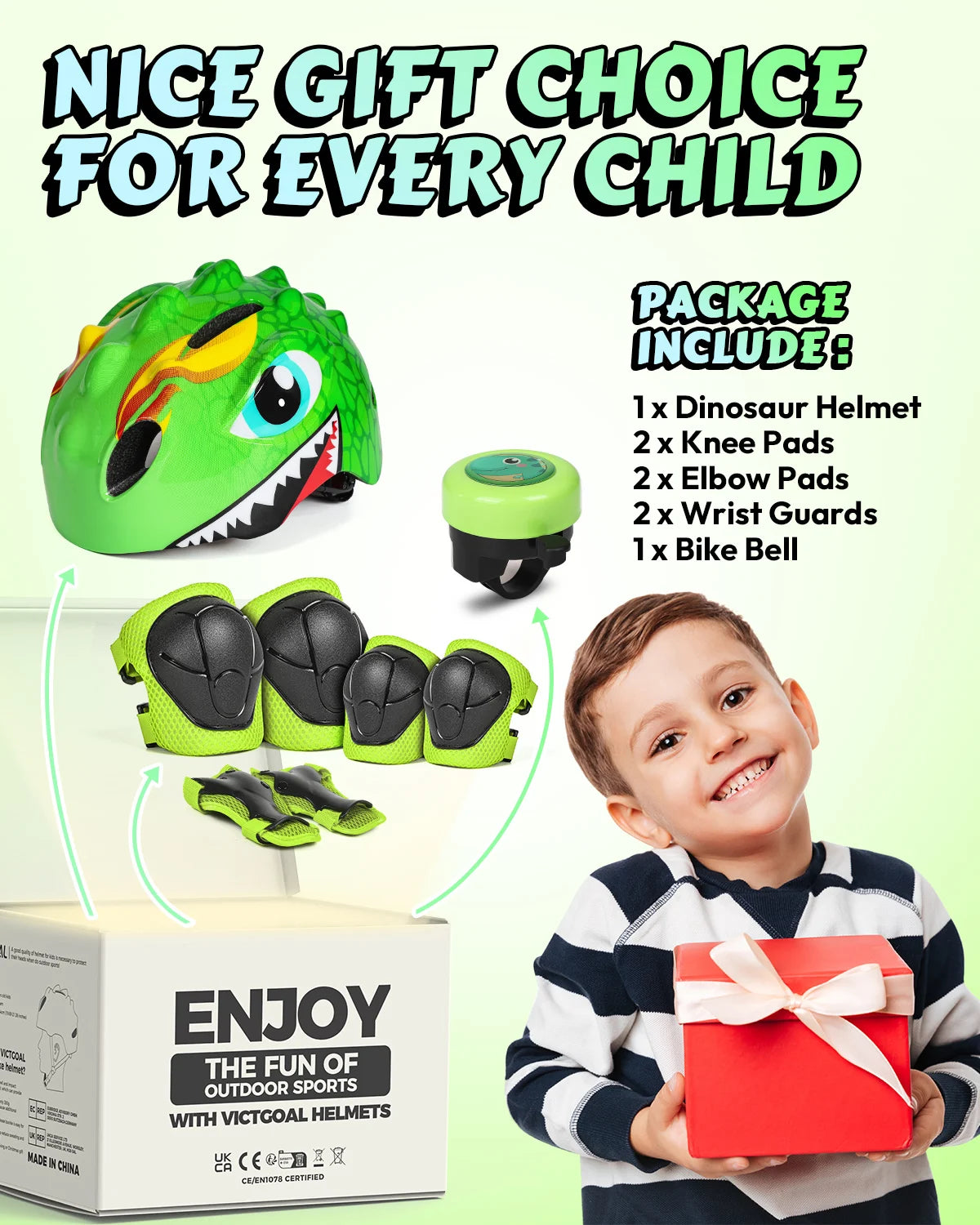 VICTGOAL Kids Bike Helmet and Protective Gear Set