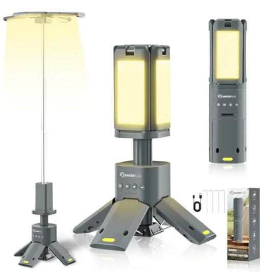 Portable Camping Light, 14000mAh Telescopic Camping Lantern with Rechargeable Power Supply, Dimmable Magnetic Tent Lamps 6000 L