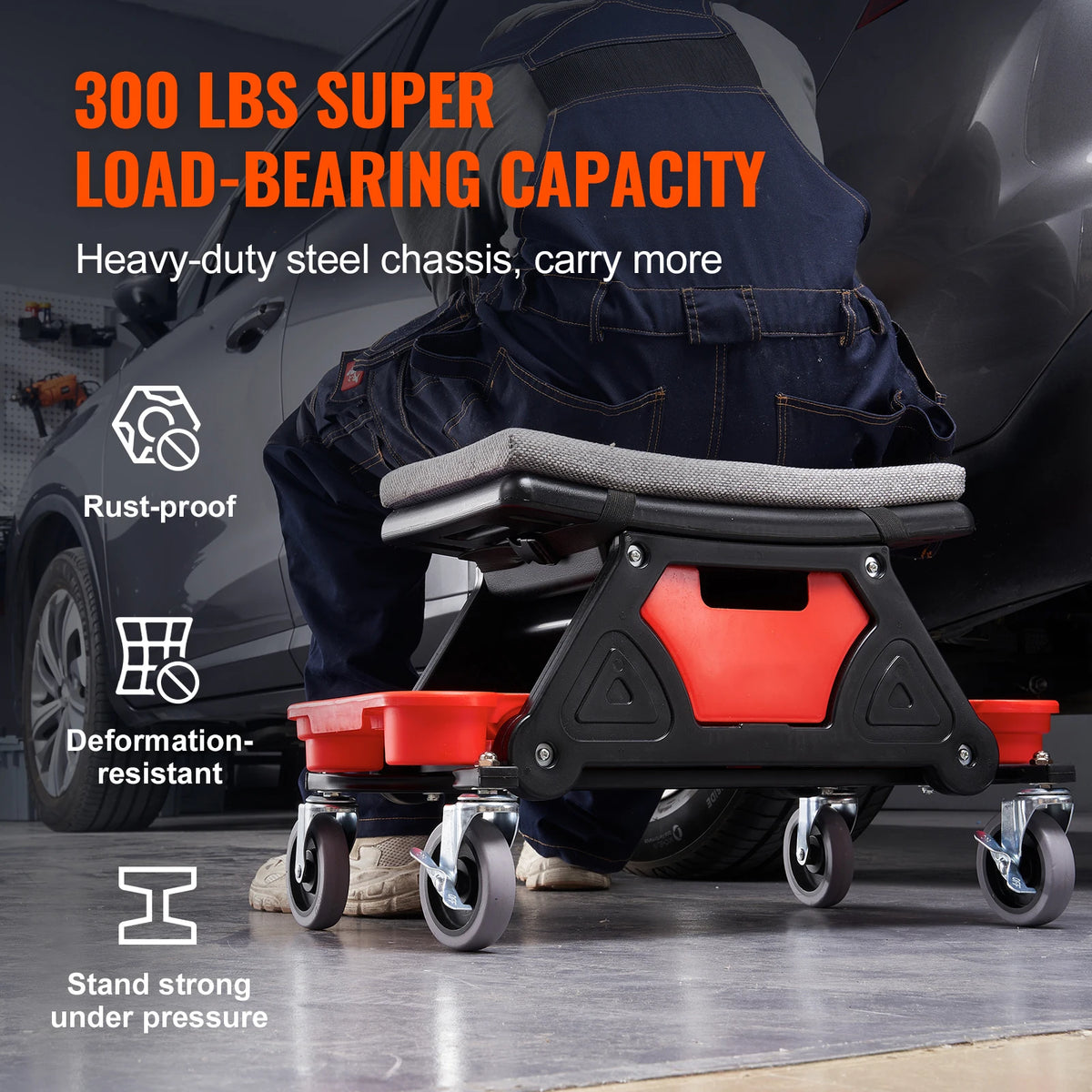 SucceBuy Rolling Mechanic Seat With Tool Storage