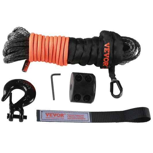 SucceBuy Synthetic Winch Rope With Steel Hook