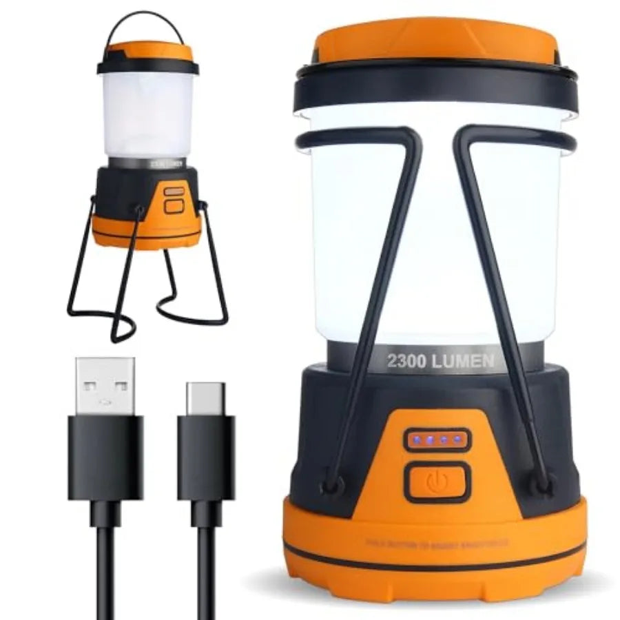 LED Camping Lantern Rechargeable, 1800LM, 4 Light Modes, 4400mAh Power Bank, IP44 Waterproof, Perfect Lantern Flashlight for Hu