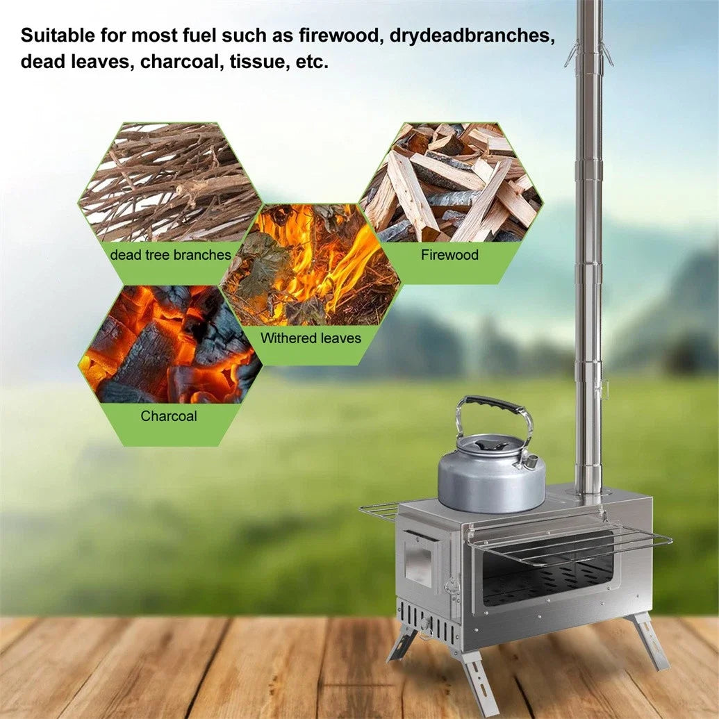 Portable Stainless Steel Hot Tent Wood Burning Stove