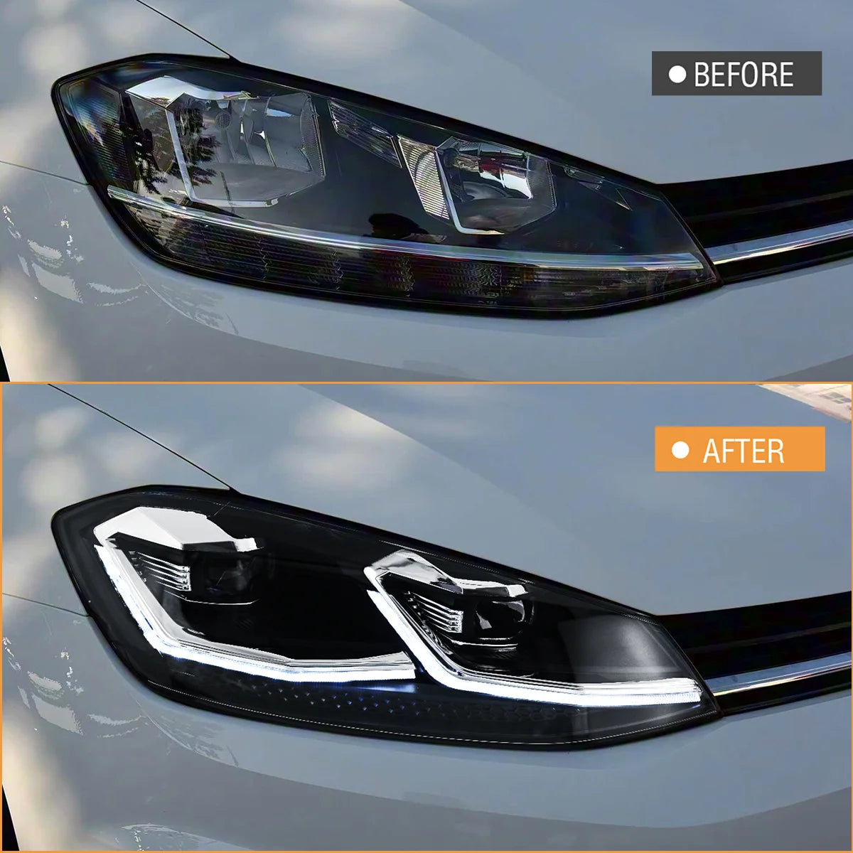 LED Headlamp Assemblies with Projector Compatible with the 2015-2017、2018–2021 Golf MK7/7.5 HeadLight