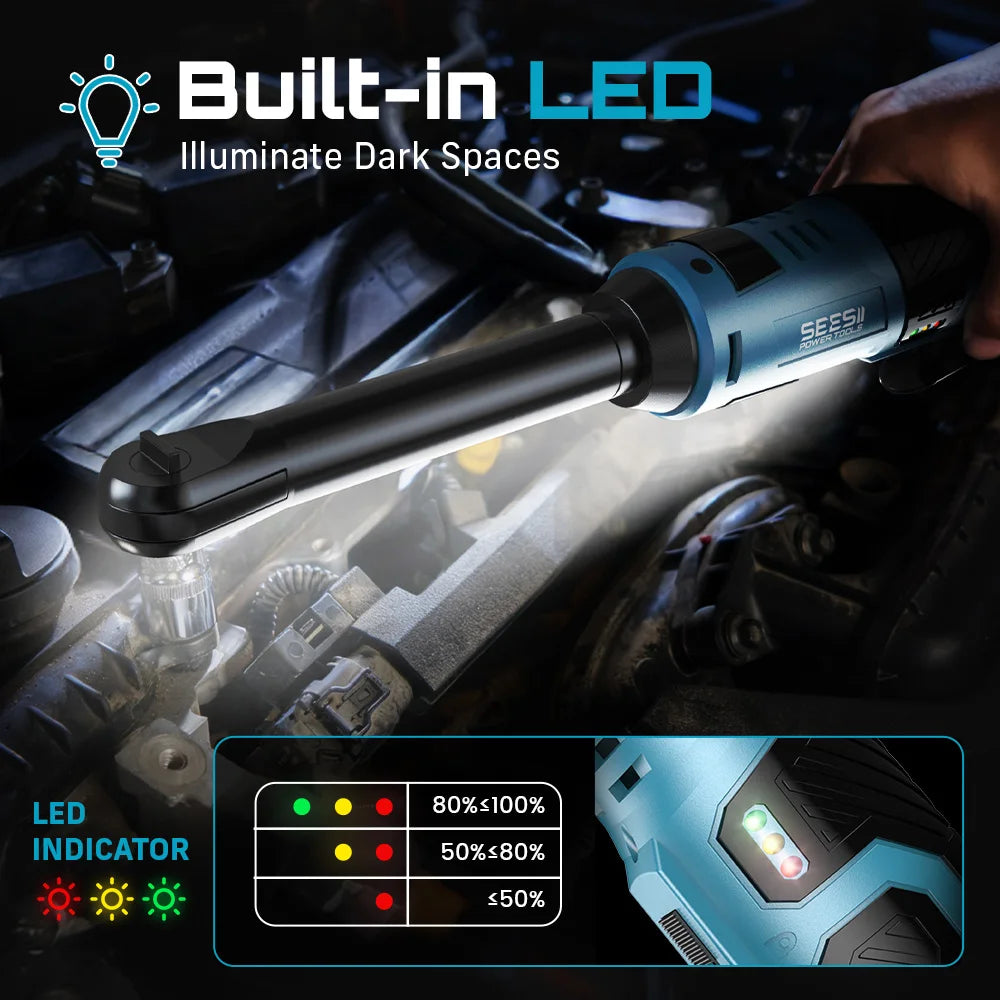 Seesii Cordless Extended Electric Ratchet Wrench
